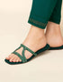 Verlina Green Beaded Flats with Crossover Straps – Essence by Rubina